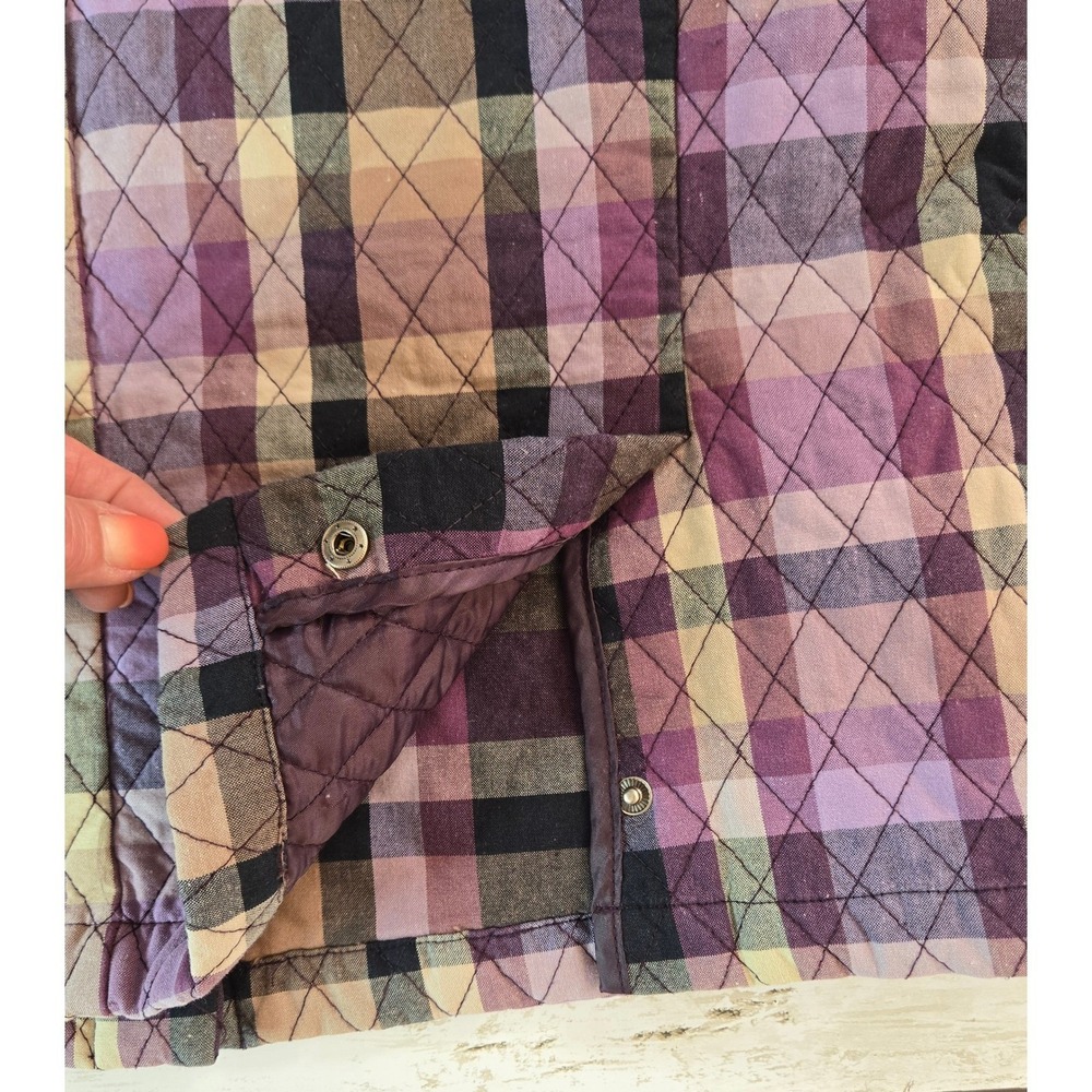 Christopher & Banks Plaid Quilted Snap Front Vest Size Large - Picture 7 of 10